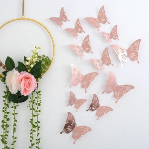Autocollants de décoration <span class=keywords><strong>murale</strong></span> papillon 3D, 3 tailles, décoration <span class=keywords><strong>murale</strong></span> papillon en or pour décoration de chambre, mariage, gâteau, ballon, baby shower - Product Image 2