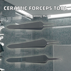 Pinces droites et courbées manuelles à revêtement céramique, en acier inoxydable, certifiées CE, instruments chirurgicaux pour greffe de cheveux - Product Image 2