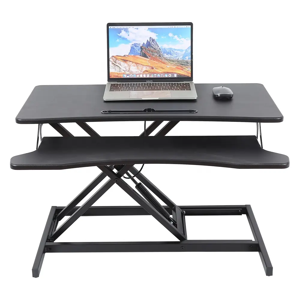 Elevação pneumática altura ajustável para laptop, sentar-se para mesa de pé conversor de mesa móveis de madeira escritório