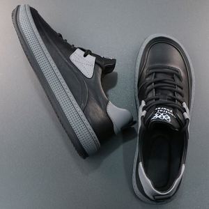 Baskets basses en cuir véritable noir et blanc pour homme – Chaussures décontractées en cuir pour hommes - Product Image 5