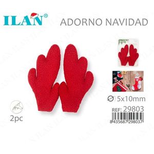 Ornamento Natalizio a Forma di Corna di Cervo Ilan 5x10mm Rosso 2 Pezzi Decorazione per Albero - Product Image 3