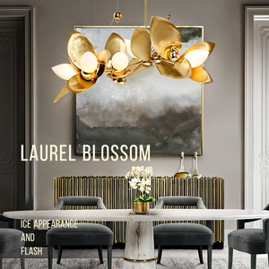 Американский простой новый дизайн, золотистые медные листья, подвесной светильник, декоративная люстра, современная люстра для гостиной - Product Image 1