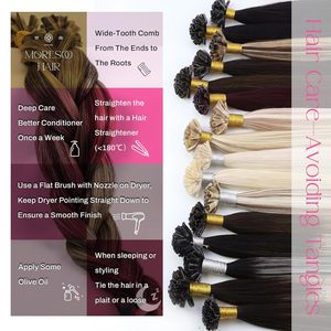 Extensions de cheveux naturels brésiliens Remy Moresoo, pointe en K/U, mèches blondes cendrées et décolorées, 20 pouces, lisses, 50g, 50 mèches - Product Image 4