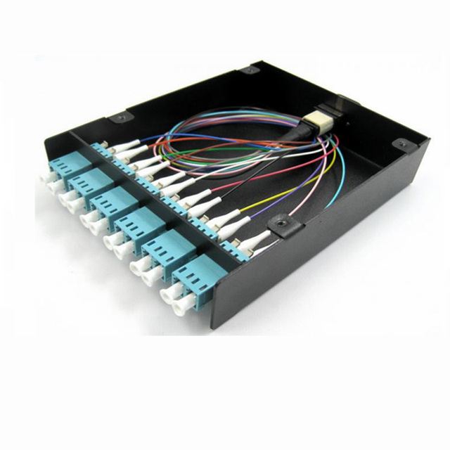 24 Cores MTP MPO to 12 Duplex LC UPC OM3 OM4 Fiber-Optic Cassette Module with Adapters for High Density UHD Wiring