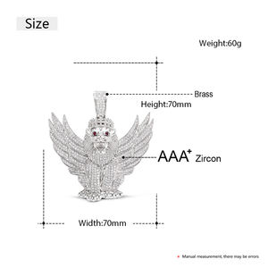 <span class=keywords><strong>Collana</strong></span> con Pendente a Disco Dorato con <span class=keywords><strong>Leone</strong></span> Re, Gioielli Hip Hop con Zirconi Cubici, Vendita all'Ingrosso - Product Image 6