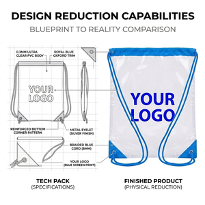 Sac à cordon <span class=keywords><strong>en</strong></span> PVC transparent imprimé de qualité supérieure avec œillets métalliques, sac de sport étanche pour festival, cadeau promotionnel, logo personnalisé - Product Image 3