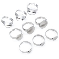 Base de bague ajustable vide en acier inoxydable doré/argenté pour cabochons plats, idéale pour la création de bijoux DIY