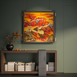 Reproduction artistique en laiton de la Grande Muraille chinoise, cadre en bois massif, <span class=keywords><strong>d</strong></span>écoration murale rectangulaire moderne pour bureau et salon - Product Image 3