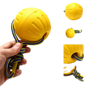 Mainan Kunyah Hewan Peliharaan Bola Anjing 7cm dengan Tali Bulat, Tahan Lama, EVA Alami, Mainan Latihan Agility, Warna dan Logo Dapat Disesuaikan untuk Hewan Peliharaan - Product Image 1