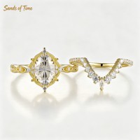 Bague Vintage Ovale en Opale Synthétique avec Halo Milgrain, Plaqué Or Jaune sur Argent 925, Ensemble de Bagues de Mariage en Opale Empilables avec Accent Moissanite
