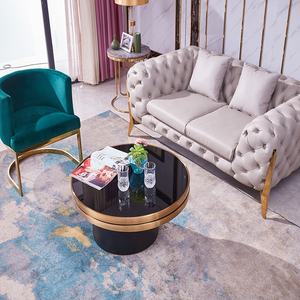 Tavolino <span class=keywords><strong>rotondo</strong></span> rotante Multi-funzionale di lusso nuovo <span class=keywords><strong>Design</strong></span> in <span class=keywords><strong>vetro</strong></span> temperato e acciaio inox per mobili da soggiorno - Product Image 3