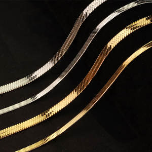 Collar de cadena de acero inoxidable con forma de espiga para mujer, Gargantilla, oro de <span class=keywords><strong>18</strong></span> quilates, serpiente plana - Product Image 1