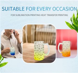 Ombre Color Gradient Colorful Iridescent Glitter rainbow 16oz Pint Blank Sublimation Frosted Frosted <b>Glass</b> Beer <b>Mug</b> <b>with</b> <b>Handle</b> - Product Image 5