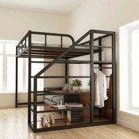 Lit superposé moderne en métal pour chambre d'école, avec escalier de rangement, en acier robuste, capacité de 450 kg, finition antirouille, pour appartement et hôtel