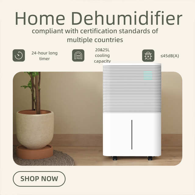 Electric 25L  Dehumidifier R290 Peltier Compressor ABS Plastic Automatic Defrost Mode Moisture Control for Home Office Bedroom