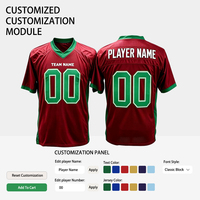 Maillot de football américain personnalisé, nom et numéro de l'équipe brodés, vert bordeaux, design d'uniforme de football personnalisé, module 100% personnalisable