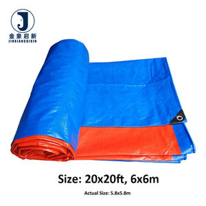 Bâche en PE enduite imperméable, résistante aux UV, haute durabilité, écologique, pour couvrir les cours, les voitures, le <span class=keywords><strong>camping</strong></span>, les jardins, les nids d'animaux, bleu et blanc - Product Image 3