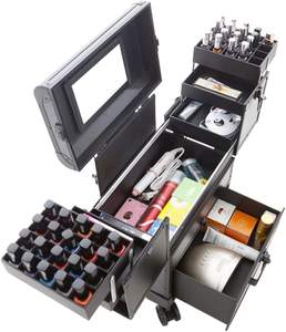 Maquilleur complet beauté <span class=keywords><strong>manucure</strong></span> <span class=keywords><strong>valise</strong></span> <span class=keywords><strong>Trolley</strong></span> Case cosmétique boîte de rangement grande capacité pliable multicouche voyage 100 pièces - Product Image 6