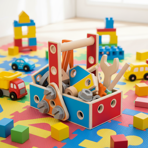 QI de l'apprentissage précoce des bébés Jeu de blocs de construction <span class=keywords><strong>en</strong></span> <span class=keywords><strong>bois</strong></span> à visser pour filles, jouet éducatif EN71 - Product Image 1