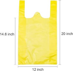 Huamaohengchun <b>Plastic</b> Bags with Handles for Grocrery and Retail Shopping, Bolsas De Plastico Para Negocio 12x20 Inch Yellow - Product Image 3