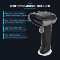 Lecteur de codes-barres 2D filaire portable en plastique 640x480 CMOS USB, lecteur QR 1cm-280cm IP52 pour la vente au détail, les supermarchés et les entrepôts X-1501171