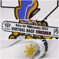 Medalla de carrera virtual con mapa personalizado, acabado en esmalte, para finalistas de maratones de Filipinas, premio para desafíos en línea, recuerdo deportivo