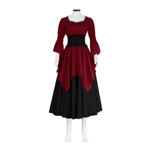 <span class=keywords><strong>Costume</strong></span> da <span class=keywords><strong>Strega</strong></span> Medievale per <span class=keywords><strong>Halloween</strong></span> da <span class=keywords><strong>Donna</strong></span>, Abito Lungo con Volant WDEC-057 - Product Image 2