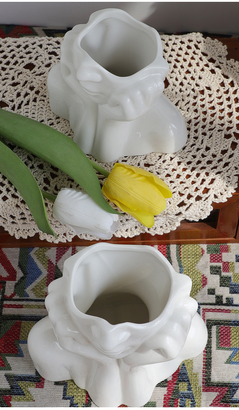 Nordic  home ceramic vase living room decoration handicraft ornaments simulation human body vase  flower pot arrangement