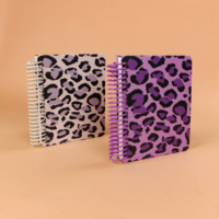 Carnet à spirales imprimé léopard violet A6, couverture rigide, journal pour femmes, papeterie tendance pour l'école et le bureau, cadeau