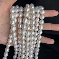 3A blanc 9-10mm perles de perles d'eau douce goutte d'eau riz forme huître perles de ferme en vrac avec trou Type naturel