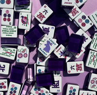 Jeu de Mahjong Américain en Acrylique Gravé 3 Couches 160 Pions Lapin Porte-Bonheur Violet avec Sac de Transport Durable et Écologique – Cadeau de Divertissement