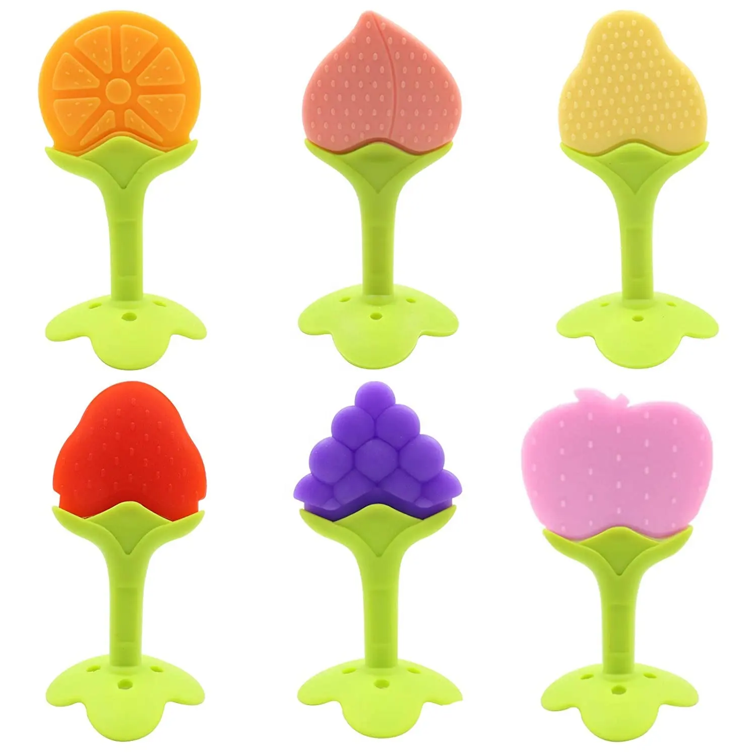 OKSILICONE Directly Buy BPA Free Soft Fruit Teething Toys Silicone Chew Baby Teething Toys