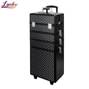 Maletín de Maquillaje 4 en 1, Maletín de Maquillaje Profesional con Ruedas, Maletín de Aluminio para Artistas, Joyería y Cosméticos - Product Image 1