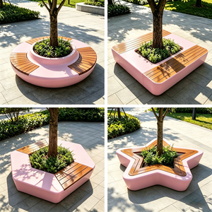 Fiberglass Flowerpot Stool With Planter Modern Outdoor Seating Commercial Landscape Furnishings for Campus Areas - Product Image 6