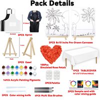 8x10in Fournitures Art Peinture Ensemble Sip et Peinture Kit Adultes Couples Pré Dessiné Toile Peinture Kit pour Date Night Party Favor