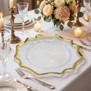 Plato de plástico PS transparente de 33 cm, directo de fábrica, plato decorativo desechable para frutas, para bodas y fiestas - Product Image 4