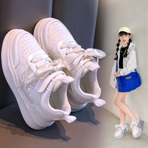 <span class=keywords><strong>Sneakers</strong></span> basse stringate da <span class=keywords><strong>bambina</strong></span> per bambini più grandi, <span class=keywords><strong>bianche</strong></span>, nuovo stile autunnale, stile coreano, con strass, alla moda, versatili, suola in gomma - Product Image 2