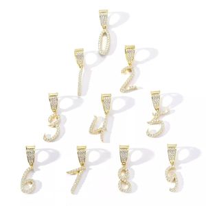 BES, Nueva joyería de Hip Hop, colgantes con números cursivos de diamantes, colgante de collar con número chapado <span class=keywords><strong>en</strong></span> oro y plata de circón helado para hombres y mujeres - Product Image 3
