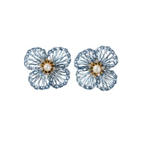Boucles d'oreilles clous TANGPEI pour enfants en alliage, zircon synthétique, style français, motif floral filigrané, plaqué argent/or, bijoux cadeau
