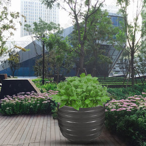 Fiberglass Flower Pot Circular <b>Large</b> Outdoor Modern Minimalist Shopping Mall <b>Planters</b> - Product Image 4