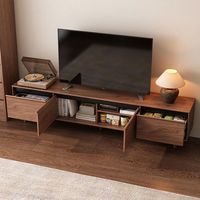 Meuble TV en bois massif de style nordique, couleur noyer, rangement TV, table TV pour salon