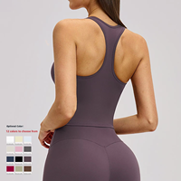 Débardeur de sport en Spandex/Nylon brossé pour femme, ajusté, séchage rapide, décontracté, pour la course, le fitness et le yoga 8819