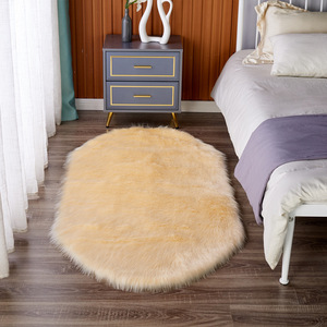 Alfombra de Felpa de Color Borgoña Sólido, Forma Ovalada, Lavable a Máquina, para Dormitorio, Sala de Estar, Alfombra Decorativa - Product Image 3