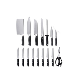 Ensemble de 8 couteaux de cuisine modernes en acier inoxydable, lames double face, ambidextres, emballage écologique en plastique, vente en gros - Product Image 1