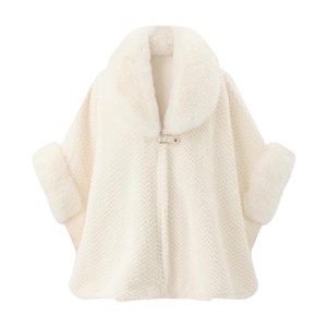 Capa de punto elegante para mujer con ribete de piel sintética, cuello de solapa esponjoso, suave, ideal para reuniones de Año Nuevo y Navidad - Product Image 2