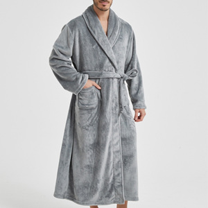 Peignoir de <span class=keywords><strong>matin</strong></span> en flanelle respirante à manches longues, col rabattu, avec poches, pour homme, nouveau modèle, style européen, pour couple, pour le commerce transfrontalier - Product Image 2