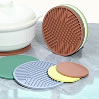 Sous-verre rond en silicone de 16 cm, tapis isolant thermique, set de table antidérapant, protection pour vaisselle de cuisine, pour pique-nique et utilisation en extérieur