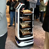 Robot de livraison intelligent commercial haute capacité, robot de service alimentaire autonome pour restaurant, hôtel, service de restauration