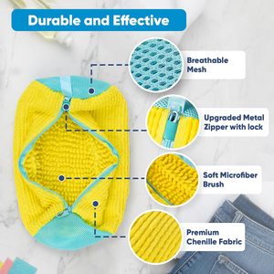 Sacs de lavage pour chaussures en polyester personnalisables, sacs de nettoyage pour chaussures faciles à utiliser, adaptés aux machines à laver et aux sèche-linges. - Product Image 4