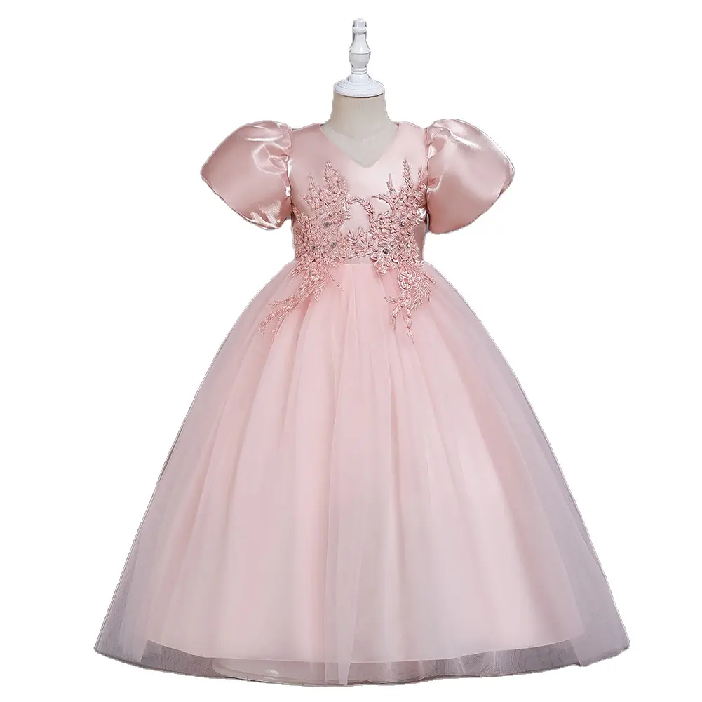 European style kid Bridesmaid dresses for girls of 10 year old elegant girl party bead ball gown for girls birthday